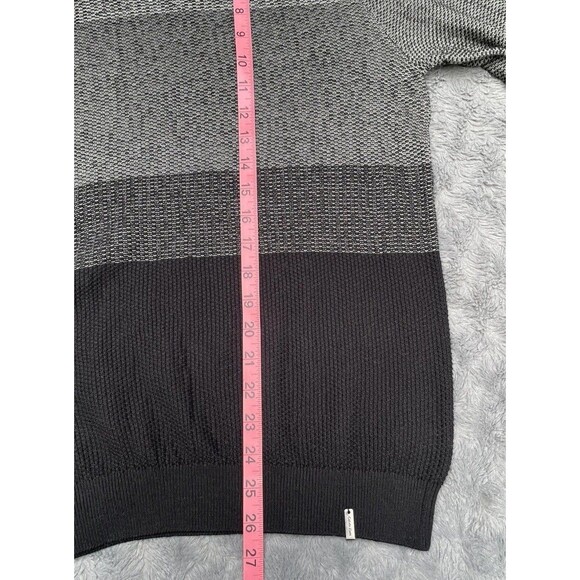 Calvin Klein Men’s Black Gray Striped Knit Pullover Sweater Sz L NWT 100% Cotton - Picture 6 of 15